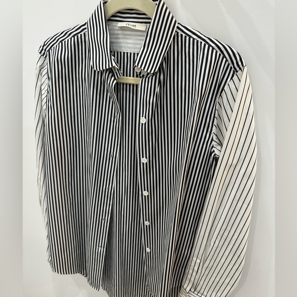 Celine Monochrome Striped Button-Down Shirt